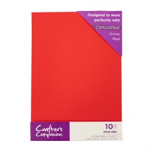 Crafter's Companion Glitter Card 10 Sheets Xmas Red