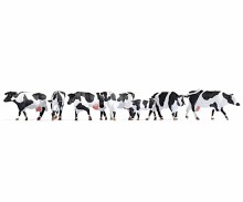 Model Figures Set of 7 Black & White Cows