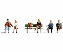 Model Figures Set of 6 People on Benches