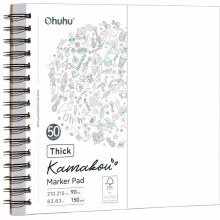 Ohuhu Bleedproof Double-Sided Marker Pad, Spiral Bound 8.3x8.3"