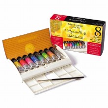 Sennelier L'Aquarelle Watercolour Travel Box 8x10ml & Brush Sennelier L'Aquarelle Watercolour Travel Box 8x10ml & Brush