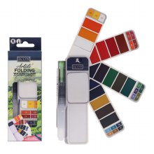 Additional picture of Set 18 Artists' Folding Watercolour Palette With Water Brush