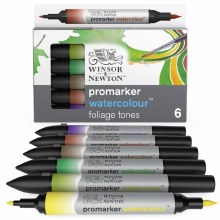 Winsor & Newton Promarker Watercolour Set of 6 Foliage Tones