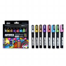 Artifex Acrylic Paint Markers Set of 8 Metallic 5-6mm