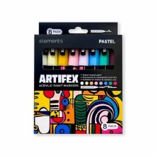 Artifex Acrylic Paint Markers Set of 8 Pastel 2-3mm
