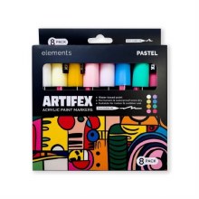 Artifex Acrylic Paint Markers Set of 8 Pastels 5-6mm