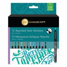Manuscript Callicreative Italic Markers - pack of 12 assorted colours - Broad