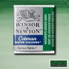 Winsor & Newton Cotman Half Pan Watercolours Hooker's Green Dark