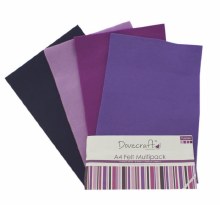 Dovecraft 8 x A4 Felt Purples