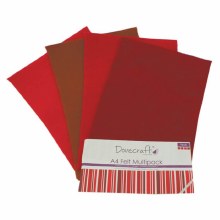 Dovecraft 8 x A4 Felt Reds