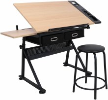 Evans Drawing Table Wood + Stool