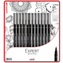Uni Pin Fine Line Pen - Expert Selection Set 12