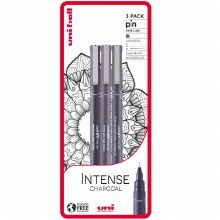 Uni Pin Fine Line Pens - Set of 3 Charcoal