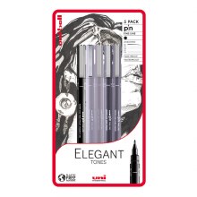 Uni Pin Fine Line Pens - Set of 5 Elegant Tones