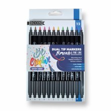 Dual Tip Brush Tip & Fineline Marker Set of 12