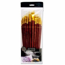 Icon Long Handle Brush Set of 12 - Firm White Bristles