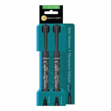 Manuscript Callicreative Italic Markers - pack of 2 - Black - Medium & Extra Broad