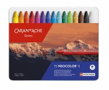 Caran D'Ache Neocolor II Watersoluble Crayon Set of 15 In a Metal Tin