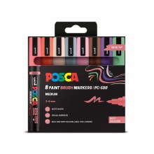 Uni Posca PC-5BR Brush Tip - Set of 8 Soft