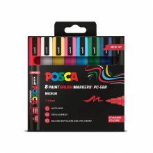 Uni Posca PC-5BR Brush Tip - Set of 8 Standard