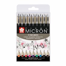 Sakura Pigma Micron Set of 9 Assorted Fineliners Sakura Pigma Micron Set of 9 Assorted Fineliners