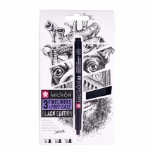 Sakura Pigma Micron Black Edition Set of 3 + Free Pen Case Sakura Pigma Micron Black Edition Set of 3 + Free Pen Case