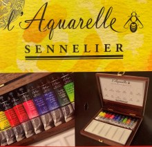 Sennelier L'Aquarelle Watercolour Set 12x10ml in Walnut Wooden Box