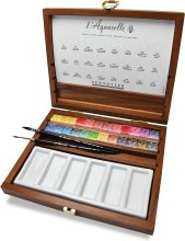 Sennelier L'Aquarelle Watercolour Set 24 HP in Walnut Wooden Box