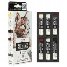 Sennelier Artists' Quality Mini Oil Sticks - 6x12ml - Tabby Cat