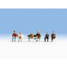 Model Figures Set of 6 People on Benches