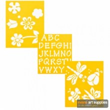 Stencil 3pk 7x10" Flowers