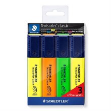 Staedtler Textsurfer Classic Highlighters - pack of 3 + 1 Staedtler Textsurfer Classic Highlighters - pack of 3 + 1