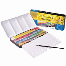 Sennelier L'Aquarelle Watercolour Metal Travel Box 48 HP & Brush