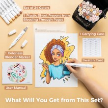 Additional picture of Ohuhu Honolulu 24 Portrait - Dual Tipped Alcohol Markers