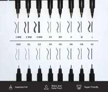 Additional picture of Etchr Fineliner Pens Black Set of 16
