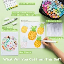Additional picture of Ohuhu Honolulu Classic 72 Colour - Dual Tipped Alcohol Markers