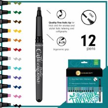 Additional picture of Manuscript Callicreative Italic Markers - pack of 12 assorted colours - Fine