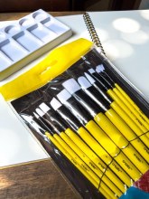 Additional picture of Create Yellow Long Handle Acrylic Brush Set of 12