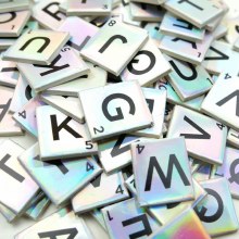 Additional picture of Dovecraft - Mini Metallic Letter Tiles Iridescent 200