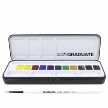 Additional picture of Daler Rowney Graduate Watercolour Tin of 12 half Pans