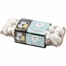 Additional picture of 12 Plastic Eggs in tray - White Embossed