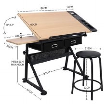 Additional picture of Evans Drawing Table Wood + Stool