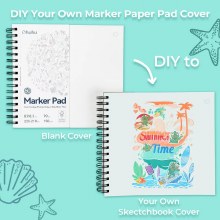 Additional picture of Ohuhu Bleedproof Double-Sided Marker Pad, Spiral Bound 8.3x8.3"