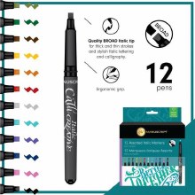 Additional picture of Manuscript Callicreative Italic Markers - pack of 12 assorted colours - Broad