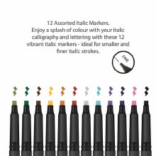 Additional picture of Manuscript Callicreative Italic Markers - pack of 12 assorted colours - Fine