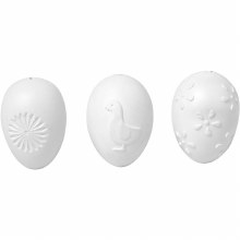 Additional picture of 12 Plastic Eggs in tray - White Embossed