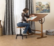 Additional picture of Studio Designs Vintage Drafting Table - Rustic Oak