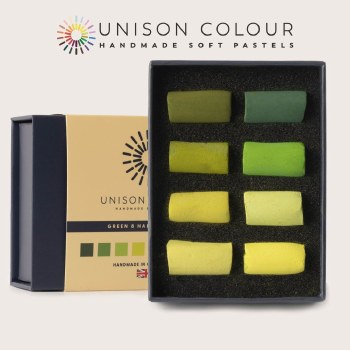 Unison Pastel Set of 8 Half Sticks - Green (New Version)