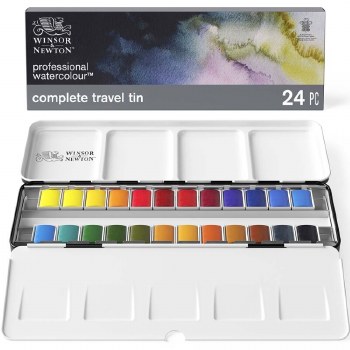 W&N Professional Watercolour Black Tin Set 24 Half Pan