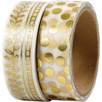 Washi Tape Gold Rake/Dots 2ass